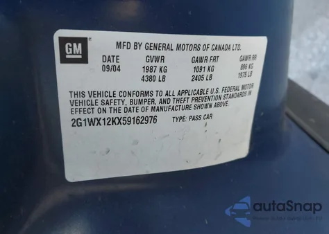 2005 Chevrolet Monte Carlo Lt из США, поврежденный, VIN 2G1WX12KX59162976